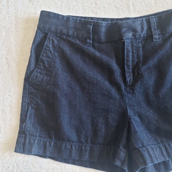 LOFT Chino Mid Rise Dark Wash Denim Shorts Blue SZ 27/4 - Picture 6 of 15